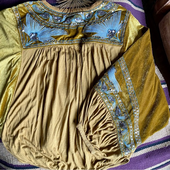 FREE PEOPLE | Trendy Boho Fall Autumn Holiday Party Velvet Embellished Sz S - Picture 2 of 13